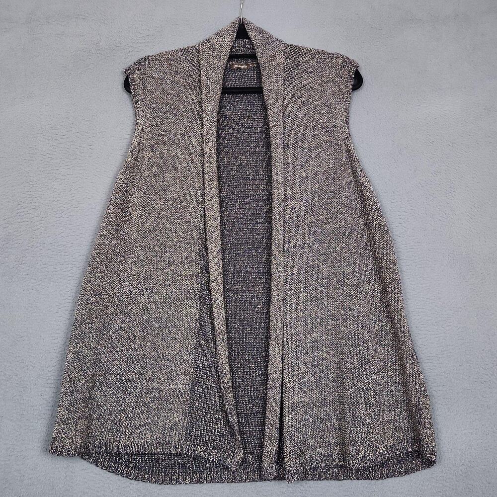 J McLaughlin Sweater Vest Womens XL Multicolor Linen Blend Open Front Knit